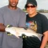 Carl David and Renee Butler of Houston landed this nice red fishing shrimp.