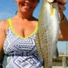 Alice Dykes of Lufkin with a nice speck caught on live shad.