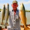 Frank Bunyard of Trakington Prairrie, TX nabbed this nice red and trout on finger mullet.