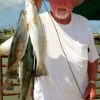 Sid Ingles of Gilchrist,TX fished finger mullet to catch this impressive stringer of specks.