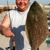 Alma Barrera of Belton, TX took this 20inch flounder on miss nancys shrimp.