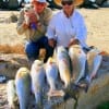 Rose and Sam Walwrath of Goodrich TX took 3 limits of reds and 1 trout weighing over 80-lbs on finger mullet.