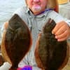 Jean Scurtu of Houston finessed these two flatfish on Kamakatsu jigs.