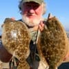 Dan Lynch of Ennis, TX nabbed these two flounder fishing Berkley Gulp.