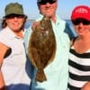 Donnie and Dellinda Trant with Lorrie Church of LaPorte, TX fished a finger mullet to catch this nice flounder.  Semper-Fi.
