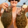 Pat Bunyard of Tarkington Prairrie, TX wrangled up these chunky flounder fishing finger mullet.