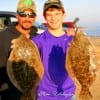Father and son, Keith and Klayton Kristoff of Dayton TX doubled up with these 22 and 21 inch flounder they caught on berkley gulp.