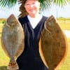 Tyler Fishin Gal Judy Gentry caught these 19 and 23 inch flounder fishing finger mullet.