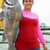 Gabby Castro of Houston tangled with this 29inch drum caught on  a live Miss Nancy shrimp.