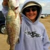 Pat Bunyard of  Tarkington Prairrie, TX nabbed this keeper speck fishing a miss nancy  shrimp.