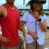 THREE AT A TIME for Le Thao of Houston fishing with fishin bud Vo HIEN- the lady angler caught a croaker, whiting, and grunt at the same time on shrimp.
