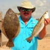 Louis Gonzalez ogf Old River, TX waded the early morning tide on Rollover bay with gulp and rattle traps for this nice flounder and trout.