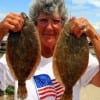 Barbara Singleton of Winnie TX took these two keeper flounder on finger mullet