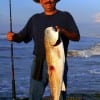 Carlos Herrera of Houston landed this HUGE 38 inch tagger bull red from the surf on cut mullet