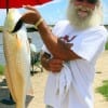 Dave Mullins of Cove TX caught and released this 29 inch tagger bull red on finger mullet