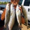 James Fontenot of Alvin TX fished a mirro lure off the west wall on the early outgoing for these nice trout