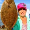 Kimmie Wheeland of Lufkin TX fished a finger mullet to nab this nice flounder for supper