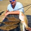 League City TX angler Mike Godfrey fished Berkley Gulp to catch this impressive INSHORE SLAM of Trout, Reds, and Flounder