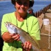 Letha Smith of Jacksonville TX nabbed this nice speckled trout while fishng a finger mullet