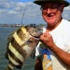 Rick Johnson of Woodville TX hefts this HUGE sheepshead caught on shrimp