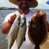 Spanish Mackerel and flounder were caught by Tony Saldana of Houston while fishing finger mullet