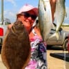 Susie Boles of Frankston TX latched onto these nice Spanish Macks and a flounder while fishing Berkley Gulp