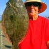 Barbara Singleton of Winnie TX fished a finger mullet for this nice 19 inch flounder