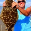 Canyon Lake TX Anglerette Peggy Marceaux caught this 22 inch Saddle Blanket Flounder on dead shrimp