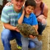Dad, Aunt, and 4 yr old Paxton McCane of Houston caught this birthday flounder on a Berkley Gulp-his very first