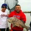 Fishin Buds Will Santos and Peter Rodrigues of Houston teamed up to land this HUGE Drum Will caught and released on shrimp