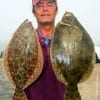 Stuart Yates of Briarcliff TX landed these two nice flounder on Berkley Gulp