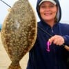 Beaumont TX anglerette Christy Sullivan worked a pink Berkley Gulp along the bottom to catch this nice 17 inch flounder