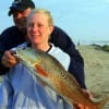 Fishin Buds Amanda Hebert and Kendall Madden of Teague TX heft this nice 28 inch slot red she caught on live shrimp