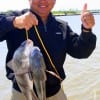 Dallas angler Toni Xu hefts these nice keeper drum caught on live shrimp