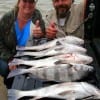 Fishin pals Tracy Boyett of Vidor and Tommy Shivers of Jasper tailgated these 5 keeper drum on shrimp