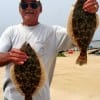 Rollover Flounder pounder Henry Fontenot worked Berkley Power baits to nab these two nice flounder