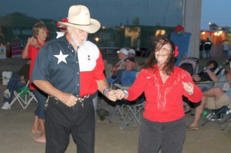 The encore Saturday afternoon Texas Two-Step dance contest, won by Pat & Nancy Partin