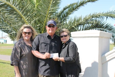 Barbara and Jimmy Trahan, winners of the 3rd Annual Driftwood Charity Gumbo Cook-Off, presenting a check to Eve Bradford, President of Bolivar Peninsula Community Outreach. All proceeds from the annual cookoff are donated to a charity selected by the winner. Over $3,500 was raised at this year's event. Congratulations to the winners.