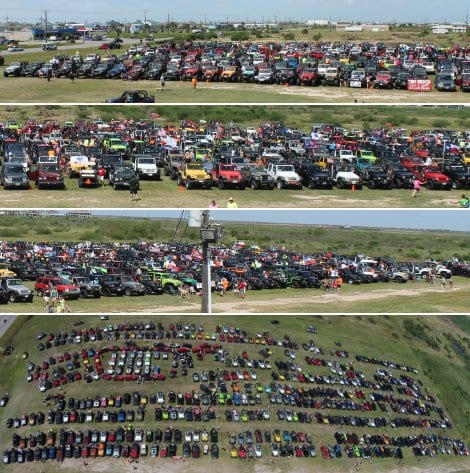 Hundreds of JEEPS gathered at Tiki Beeach Bar & Grill on Saturday for a group photo, hoping to make the Guinness Book of World Records