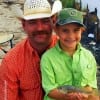 FIRST FISH angler 6 yr old Cayden Savoie with dad caught this croaker on shrimp