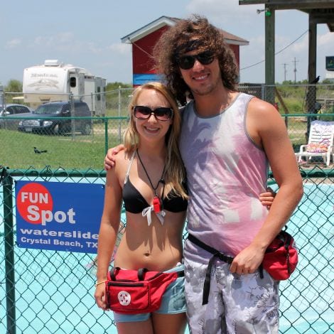 Jacy Cole and Cody VanZandt, Certified Lifeguards at Fun Spot Waterslide in Crystal Beach.