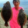 Barbara Singleton of Winnie TX took these nice flatfish on finger mullet