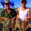 Uncle and nephew anglers Bobby DeYoung and Mike Beadley of Winnie TX nabbed these nice flounder on finger mullet