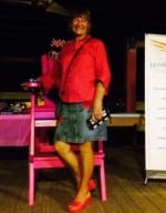 Ange Busceme walked away as the new Bunco “Queen” winning a beautiful pink beach chair generously donated by Harold’s Garden Depot