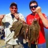 Fishin buds Dave Forman and Blake Richardson of Spring TX tethered up these nice flounder they caught on Berkely Gulp