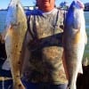 Jerry Puckett of Baytown TX nabbed these back to back 29inch tagger bull reds on finger mullet