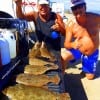 The Barn Krewe of High Island show off thier tailgated flounder they took on Gulp