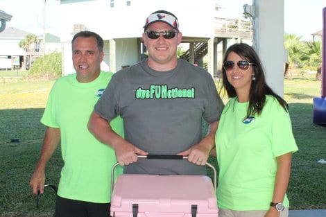 Don Solis, Winner of the pink Yeti Cooler, donated by Landry Insurance