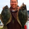 Batson TX angler Robert Murphy fished finger mullet to nab these 17 and 19inch flounder