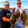 Fishin buds Reggie Broussard and Dusty Flowers of Willis TX nabbed these nice flounder caught on finger mullet